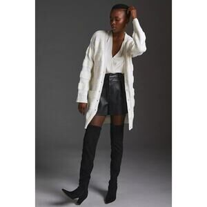 Daily Practice by Anthropologie White Striped Textured Knit Cardigan S